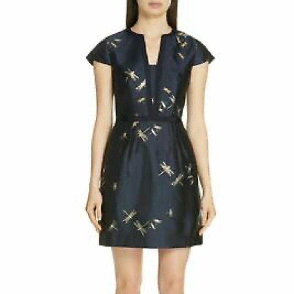 Ted Baker Hartty dragonfly jacquard navy dress